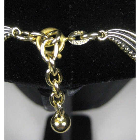 Can Floxal Necklace 17 In Vintage Jewelry Goldtone Panel Choker Wave Scroll - Picture 5 of 6